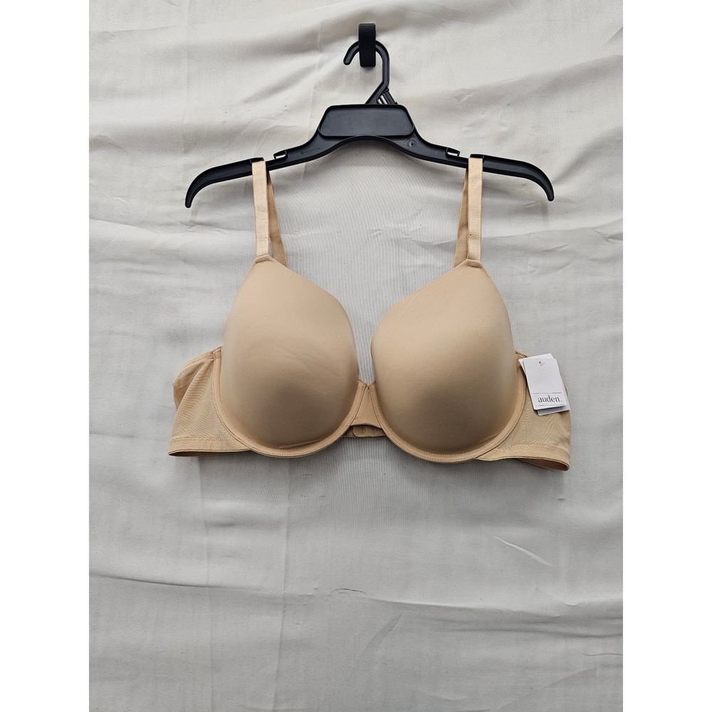 Auden Womens Demi Coverage Lightly Lined T-Shirt Bra Beige Nylon Blend Size 44C